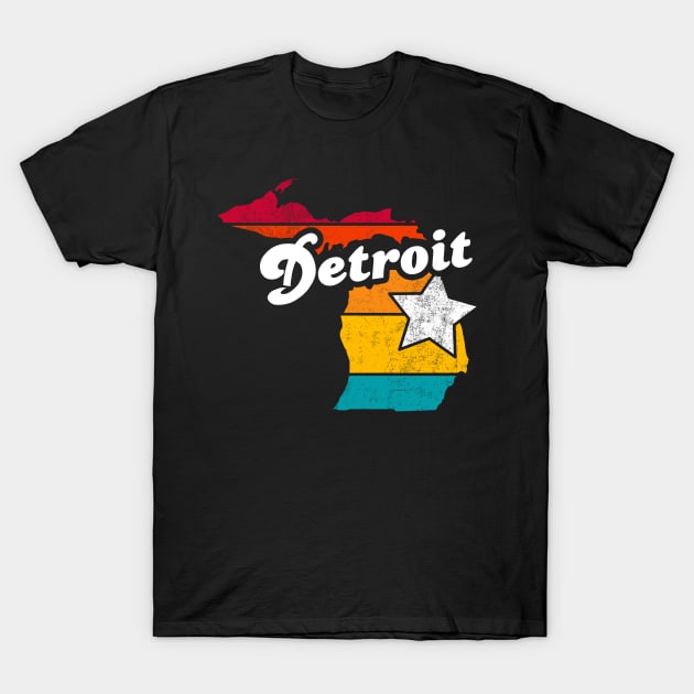 Detroit Michigan Vintage Distressed Souvenir T-Shirt by NickDezArts